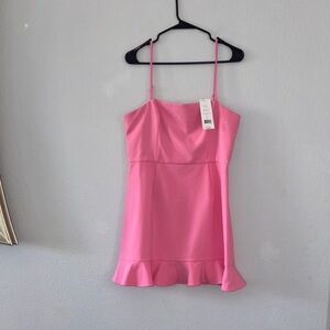 French Connection Vibrant Pink Ruffle Mini Dress